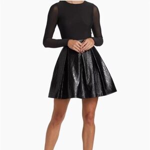 Alicia and Olivia (8 or size 6  )fit n flair black leather dress